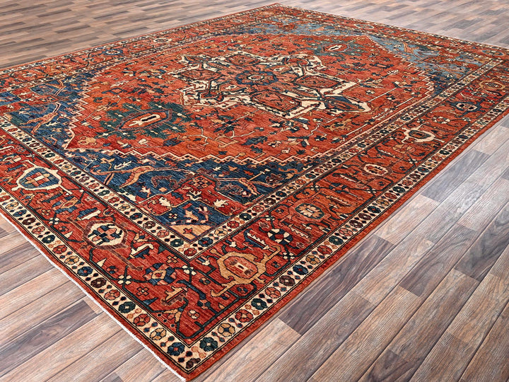 9'4" x 13'1" New Hand Knotted Orange Wool Rectangle Oriental Rug - MOA1022360