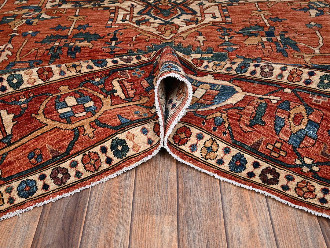 9'4" x 13'1" New Hand Knotted Orange Wool Rectangle Oriental Rug - MOA1022360