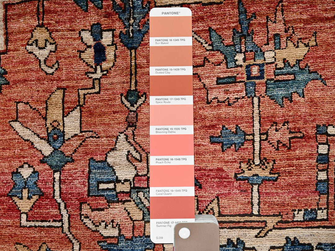 9'4" x 13'1" New Hand Knotted Orange Wool Rectangle Oriental Rug - MOA1022360