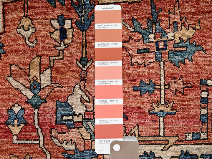 9'4" x 13'1" New Hand Knotted Orange Wool Rectangle Oriental Rug - MOA1022360