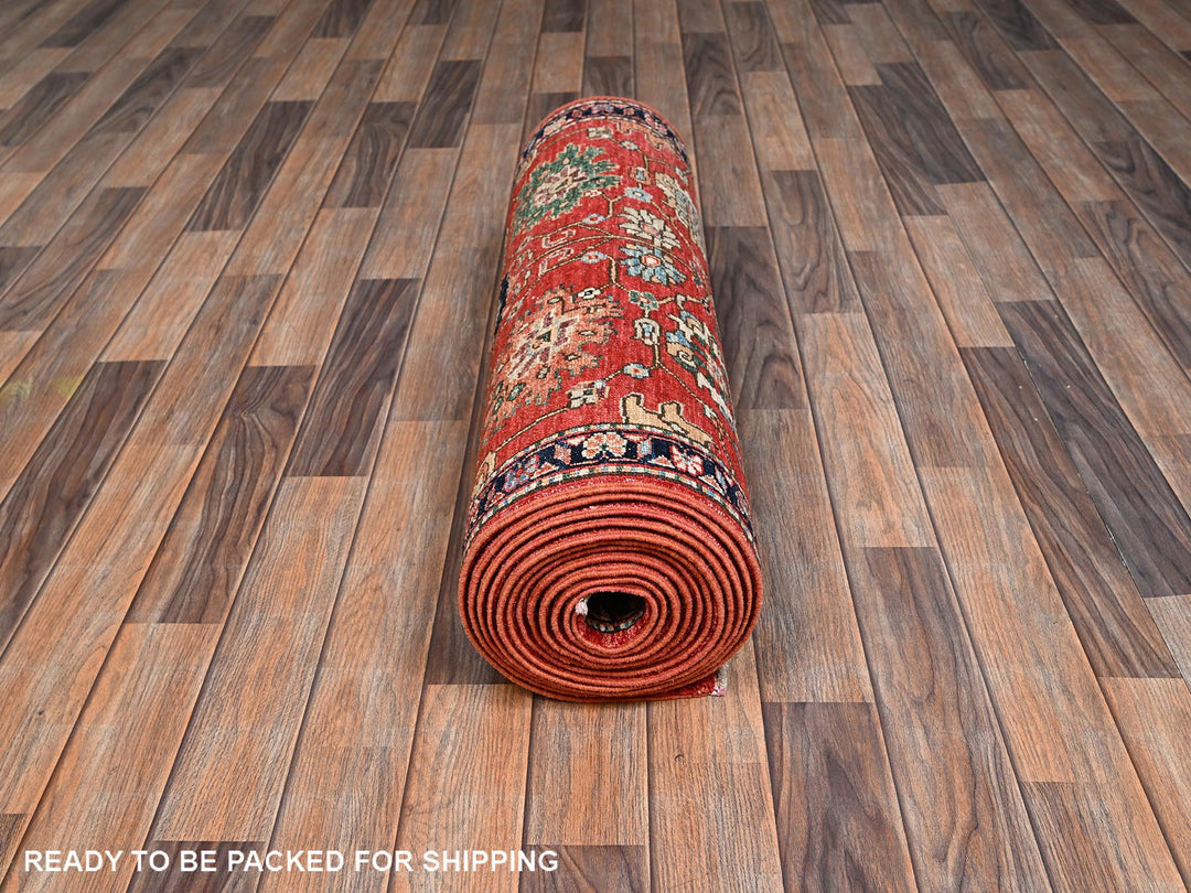 2'10" x 17'7" New Hand Knotted Red Wool Runner Oriental Rug - MOA1022363