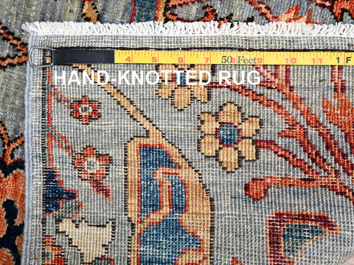 2'8" x 9'9" New Hand Knotted Grey Wool Runner Oriental Rug - MOA1022364