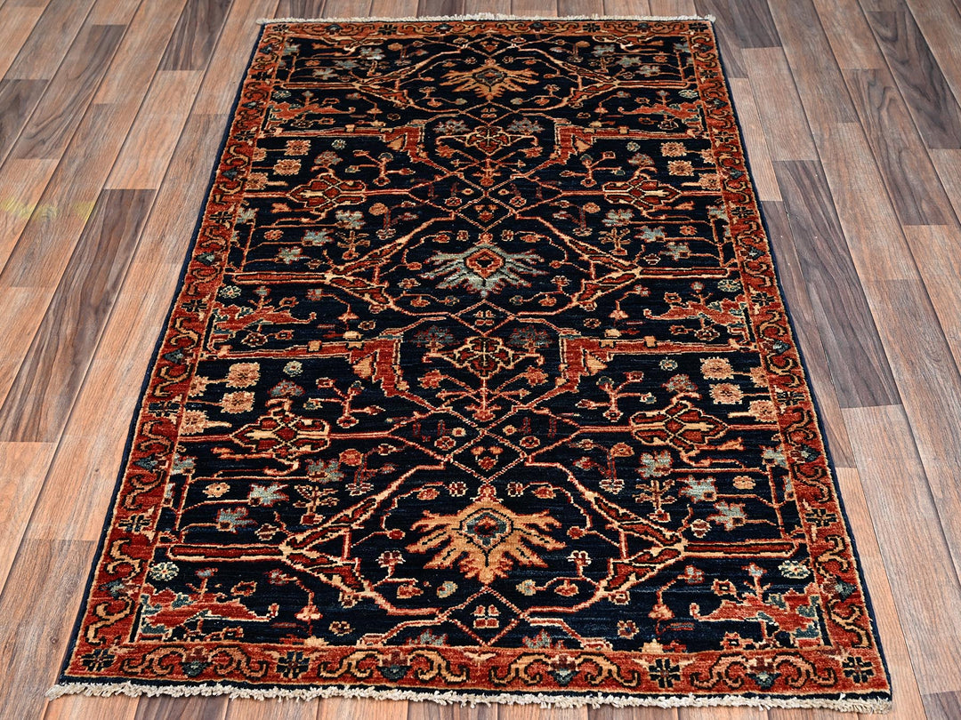 3'0" x 5'0" New Hand Knotted Blue Wool Rectangle Oriental Rug - MOA1022368