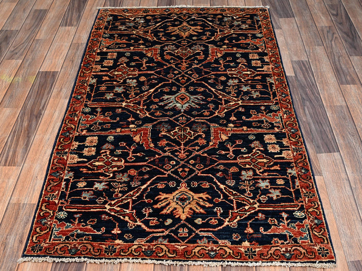 3'0" x 5'0" New Hand Knotted Blue Wool Rectangle Oriental Rug - MOA1022368
