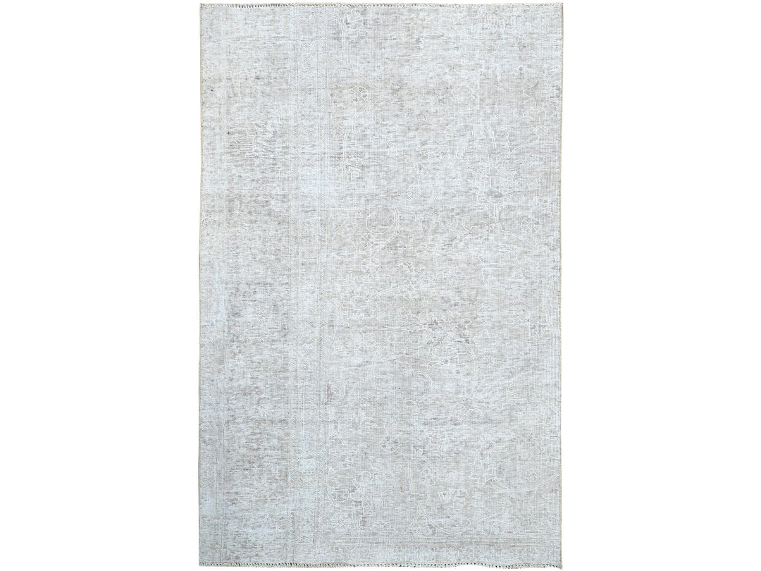 3'9" x 6'1" Vintage Hand Knotted Ivory Wool Rectangle Oriental Rug - MOA102236