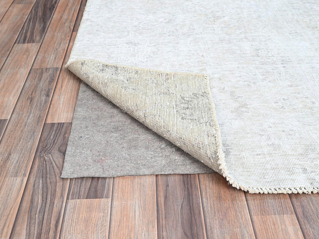 3'9" x 6'1" Vintage Hand Knotted Ivory Wool Rectangle Oriental Rug - MOA102236