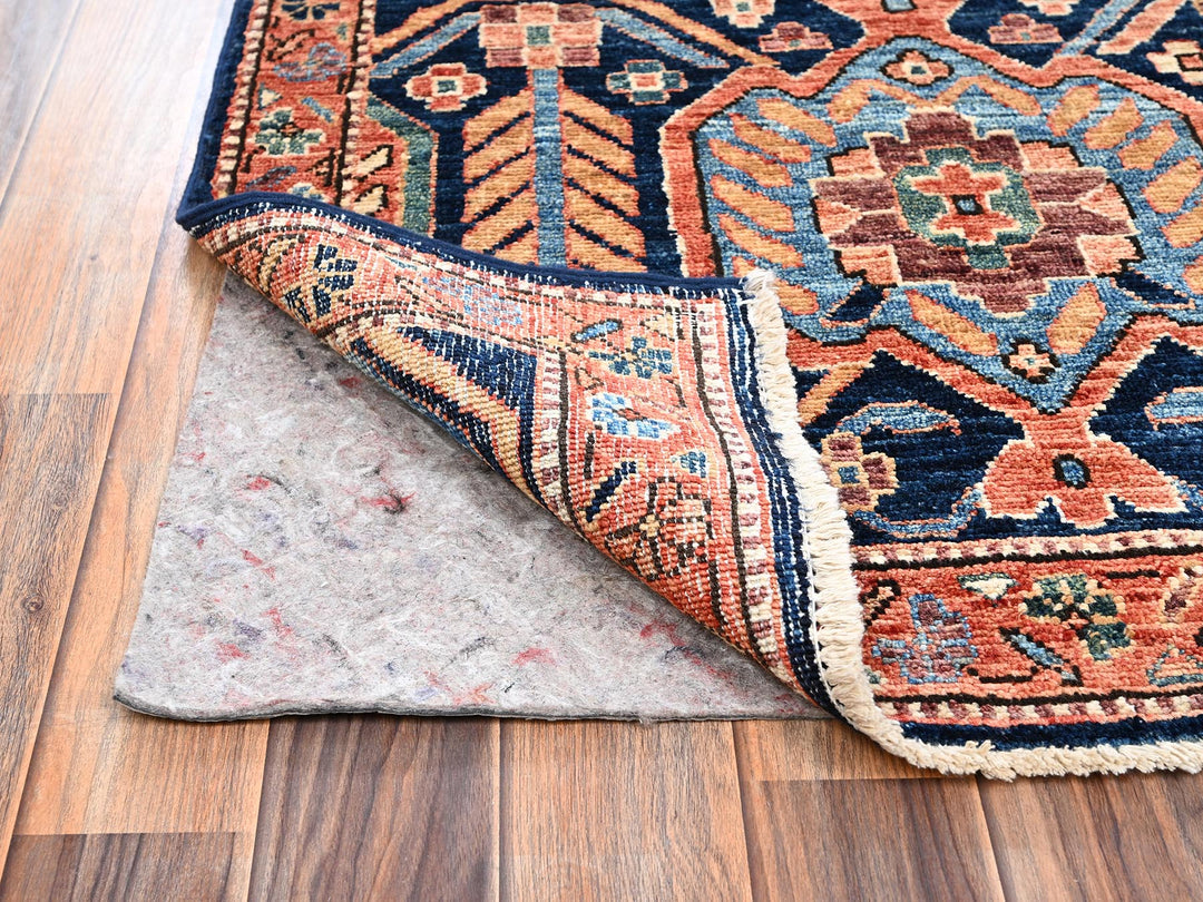 2'11" x 5'2" New Hand Knotted Blue Wool Rectangle Oriental Rug - MOA1022370