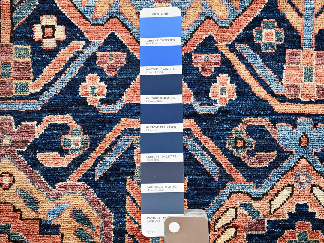 2'11" x 5'2" New Hand Knotted Blue Wool Rectangle Oriental Rug - MOA1022370