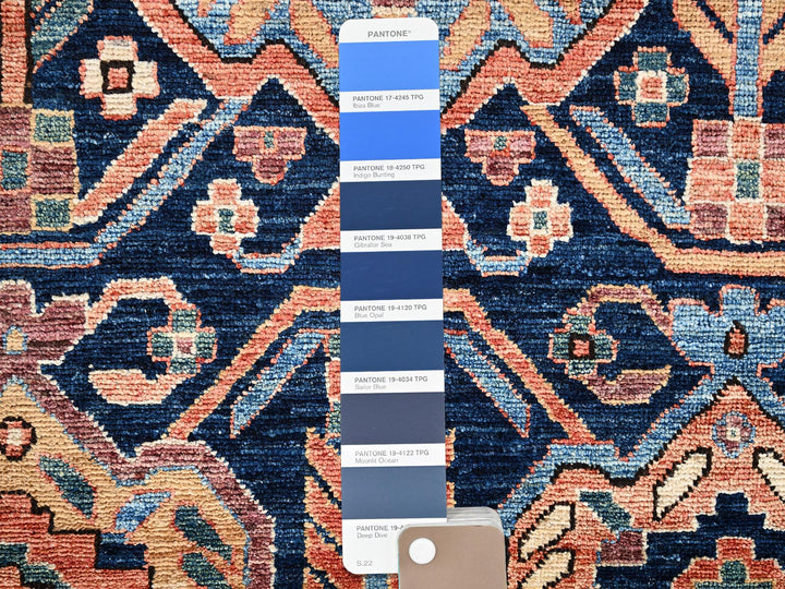 2'11" x 5'2" New Hand Knotted Blue Wool Rectangle Oriental Rug - MOA1022370