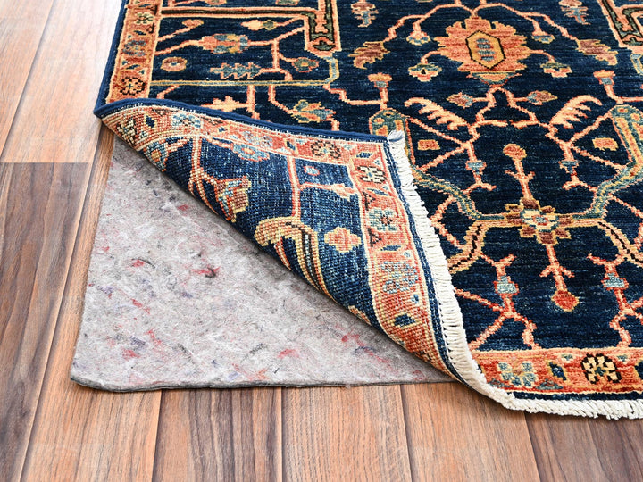 2'11" x 4'9" New Hand Knotted Blue Wool Rectangle Oriental Rug - MOA1022376