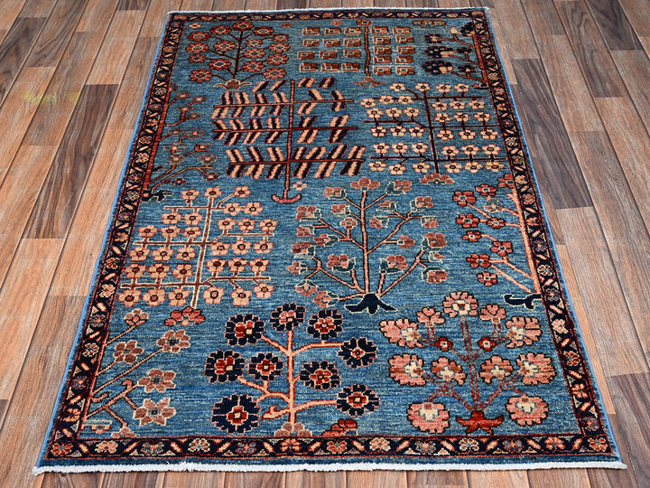 3'1" x 4'10" New Hand Knotted Blue Wool Rectangle Oriental Rug - MOA1022378