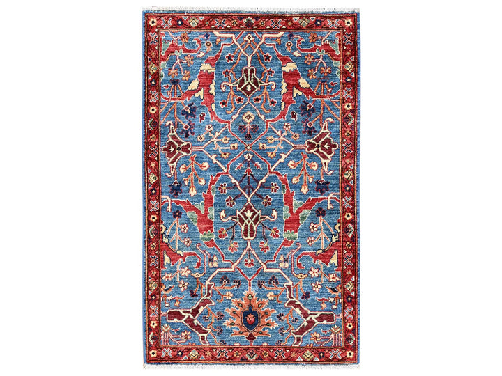 3'0" x 4'10" New Hand Knotted Blue Wool Rectangle Oriental Rug - MOA1022379