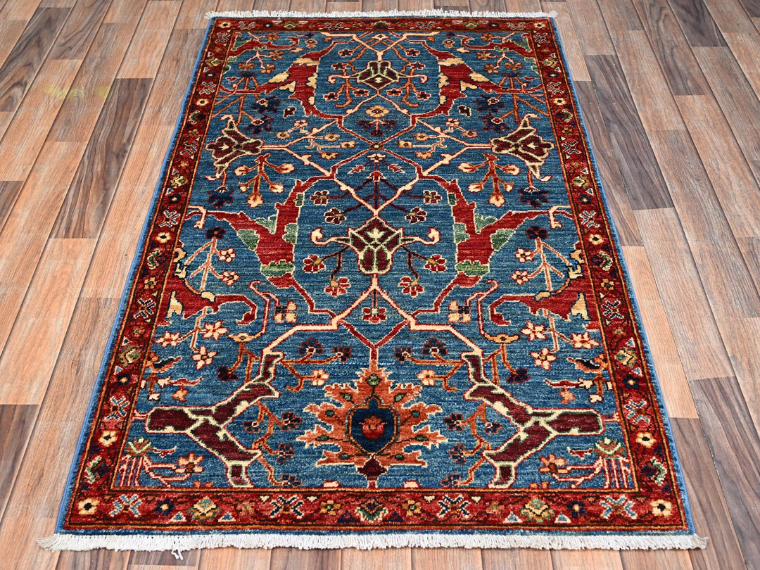 3'0" x 4'10" New Hand Knotted Blue Wool Rectangle Oriental Rug - MOA1022379