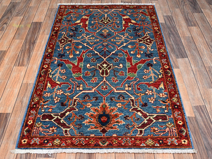 3'0" x 4'10" New Hand Knotted Blue Wool Rectangle Oriental Rug - MOA1022379