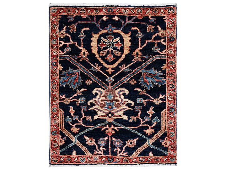 2'2" x 2'8" New Hand Knotted Blue Wool Rectangle Oriental Rug - MOA1022380