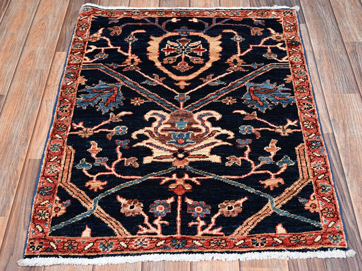 2'2" x 2'8" New Hand Knotted Blue Wool Rectangle Oriental Rug - MOA1022380