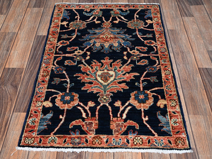 2'0" x 3'0" New Hand Knotted Blue Wool Rectangle Oriental Rug - MOA1022384