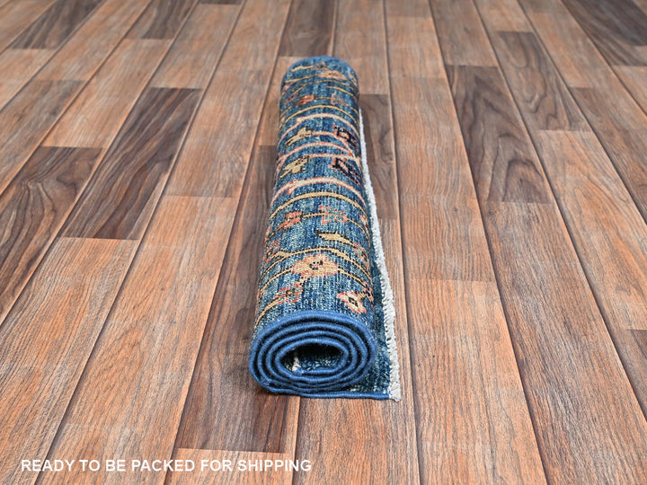 2'2" x 3'3" New Hand Knotted Blue Wool Rectangle Oriental Rug - MOA1022387