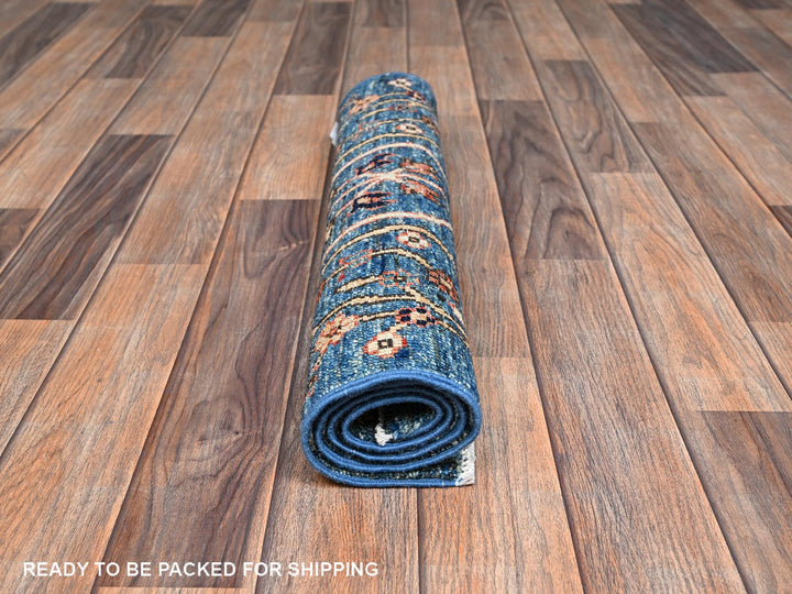 2'2" x 3'4" New Hand Knotted Blue Wool Rectangle Oriental Rug - MOA1022388