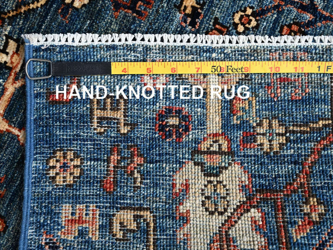 2'2" x 3'4" New Hand Knotted Blue Wool Rectangle Oriental Rug - MOA1022388