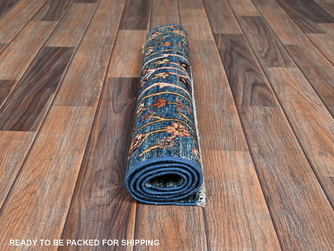 2'2" x 3'3" New Hand Knotted Blue Wool Rectangle Oriental Rug - MOA1022389