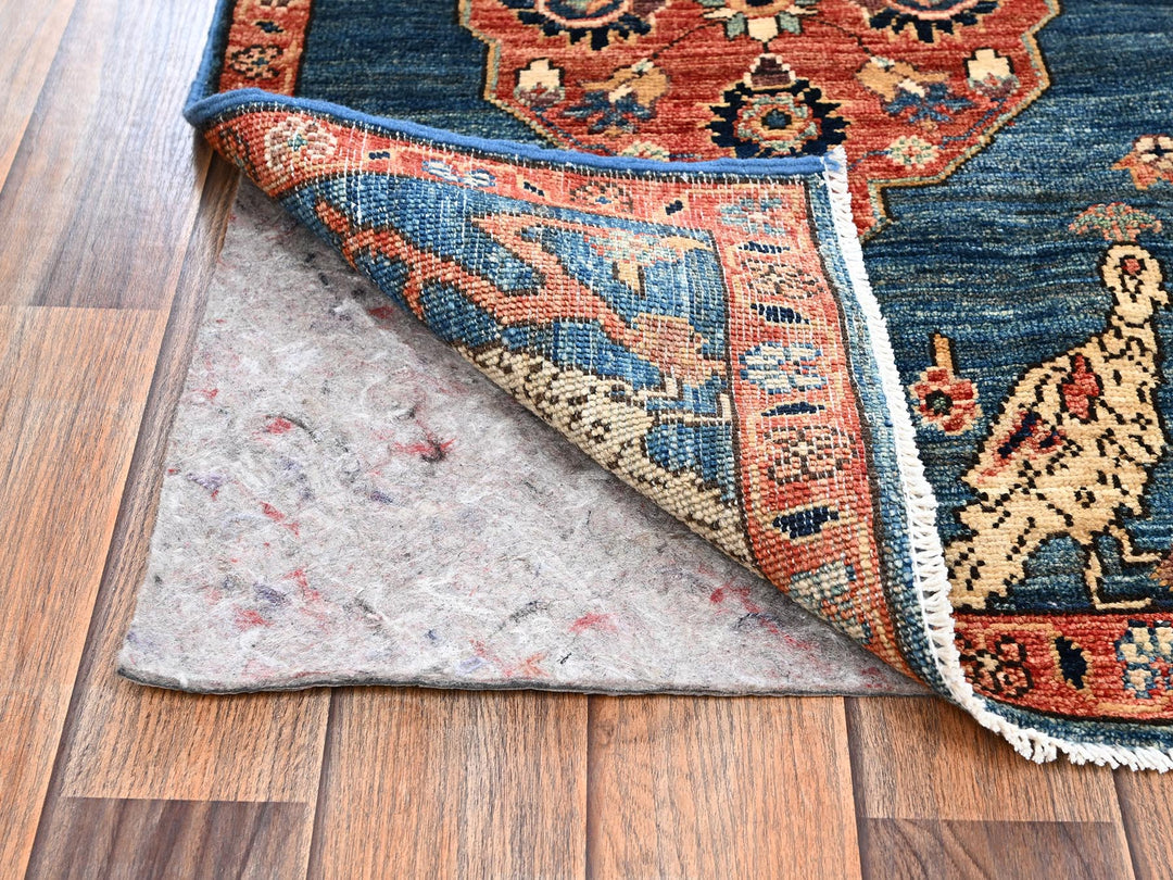 1'11" x 3'2" New Hand Knotted Blue Wool Rectangle Oriental Rug - MOA1022391