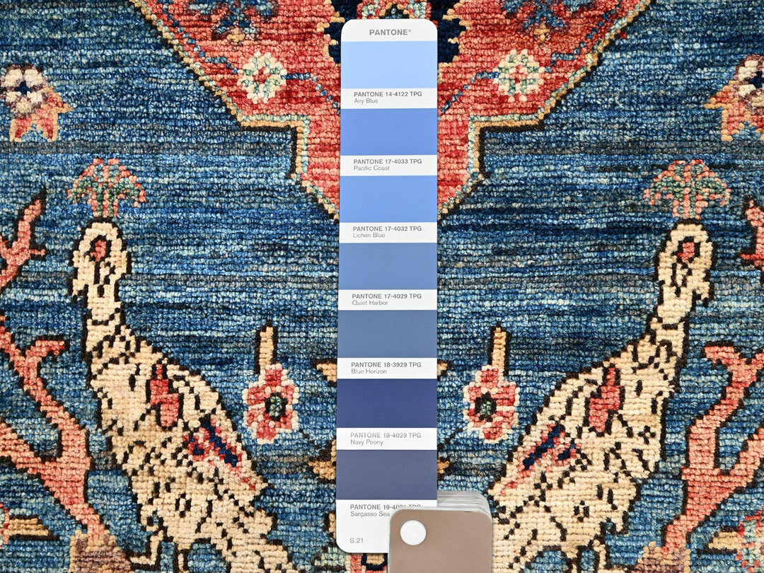 1'11" x 3'2" New Hand Knotted Blue Wool Rectangle Oriental Rug - MOA1022391