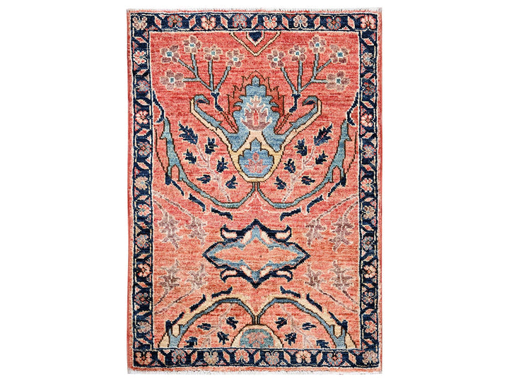 2'2" x 3'0" New Hand Knotted Red Wool Rectangle Oriental Rug - MOA1022392