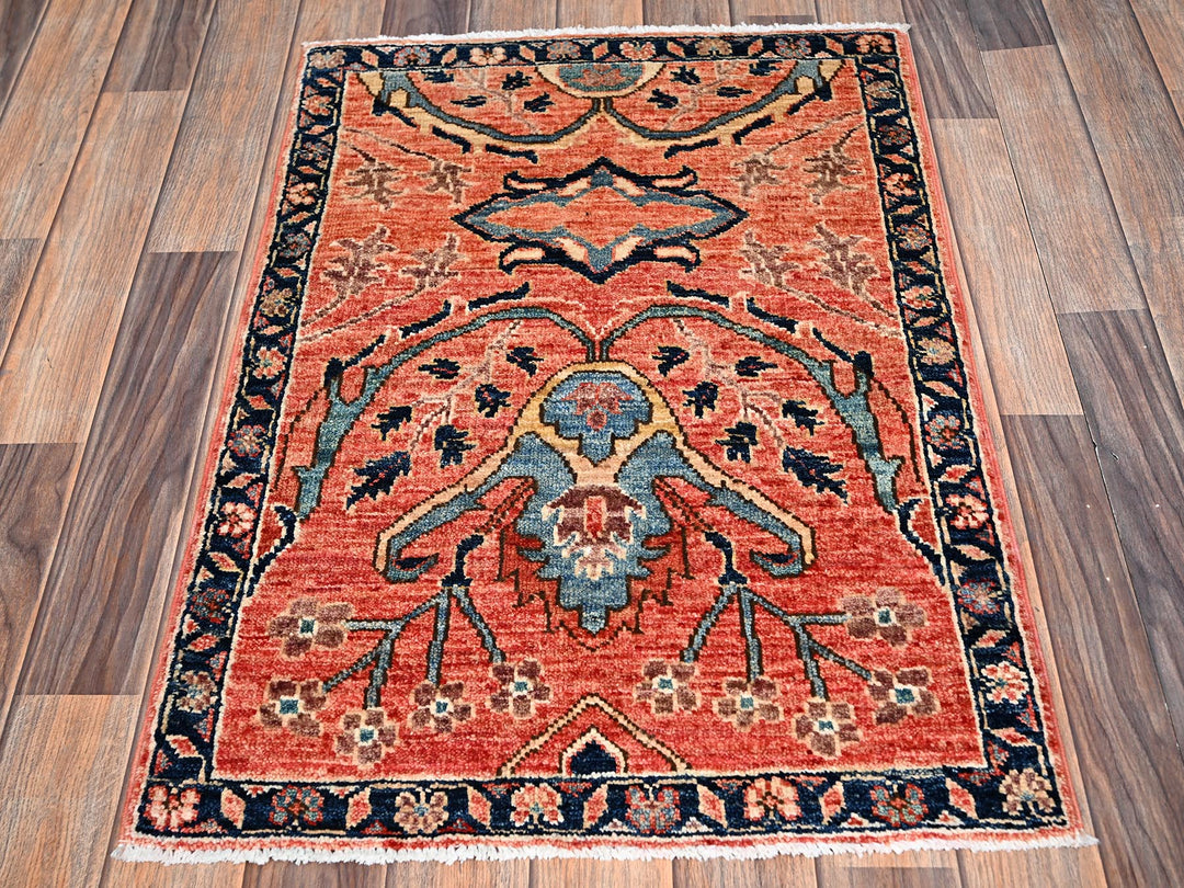 2'2" x 3'0" New Hand Knotted Red Wool Rectangle Oriental Rug - MOA1022392
