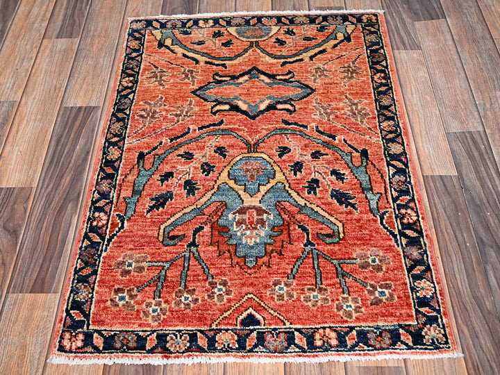 2'2" x 3'0" New Hand Knotted Red Wool Rectangle Oriental Rug - MOA1022392