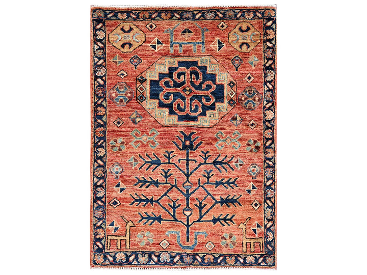 2'2" x 3'0" New Hand Knotted Red Wool Rectangle Oriental Rug - MOA1022393