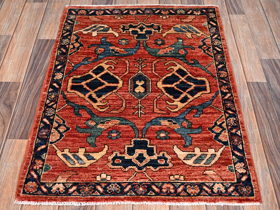 2'2" x 2'11" New Hand Knotted Red Wool Rectangle Oriental Rug - MOA1022395