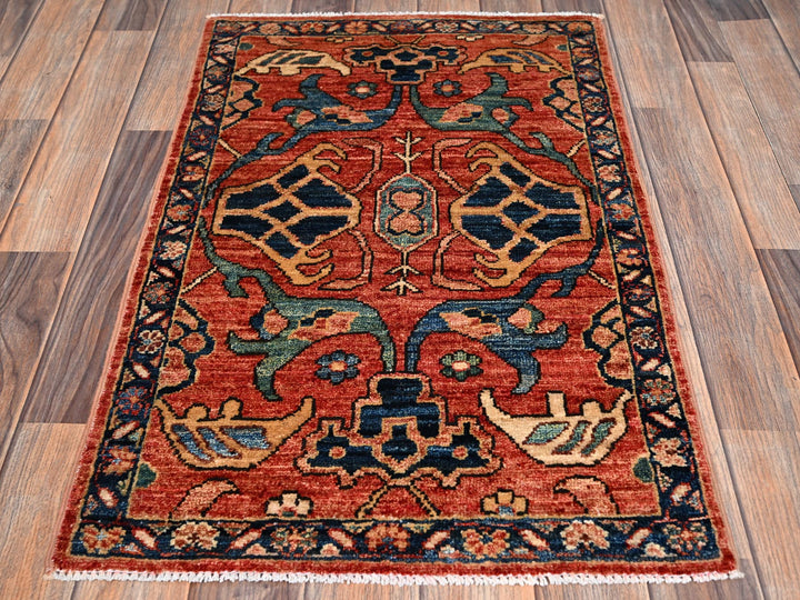 2'0" x 3'0" New Hand Knotted Red Wool Rectangle Oriental Rug - MOA1022397