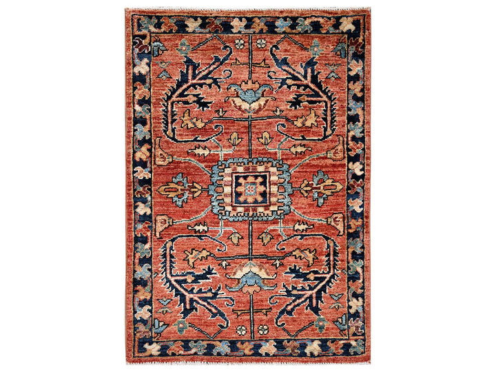 2'1" x 3'0" New Hand Knotted Red Wool Rectangle Oriental Rug - MOA1022398