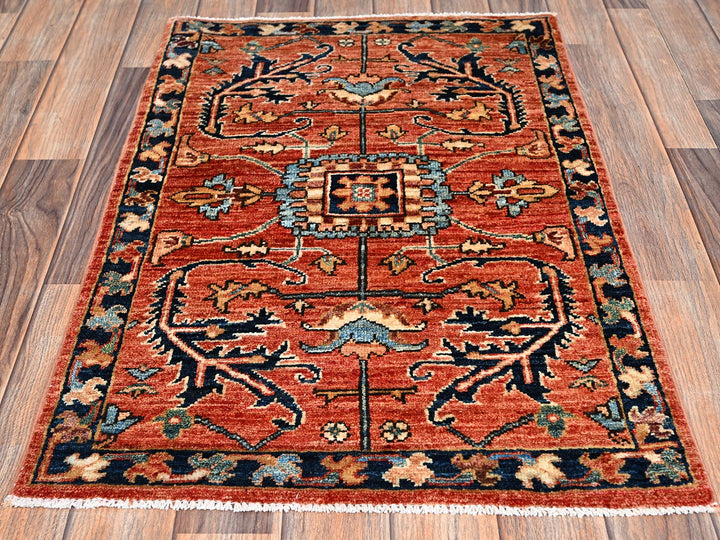 2'1" x 3'0" New Hand Knotted Red Wool Rectangle Oriental Rug - MOA1022398