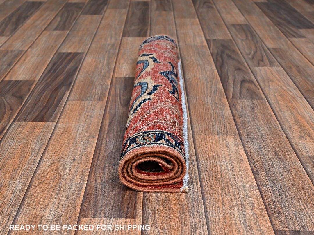 2'1" x 3'0" New Hand Knotted Orange Wool Rectangle Oriental Rug - MOA1022400