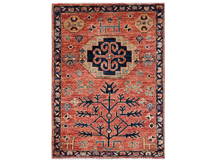 2'3" x 3'0" New Hand Knotted Red Wool Rectangle Oriental Rug - MOA1022401