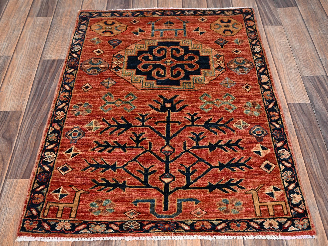 2'3" x 3'0" New Hand Knotted Red Wool Rectangle Oriental Rug - MOA1022401
