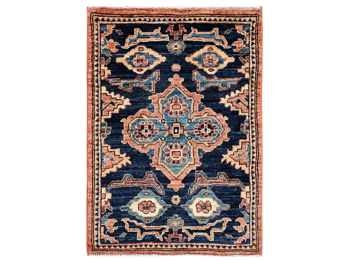2'1" x 2'11" New Hand Knotted Blue Wool Rectangle Oriental Rug - MOA1022402