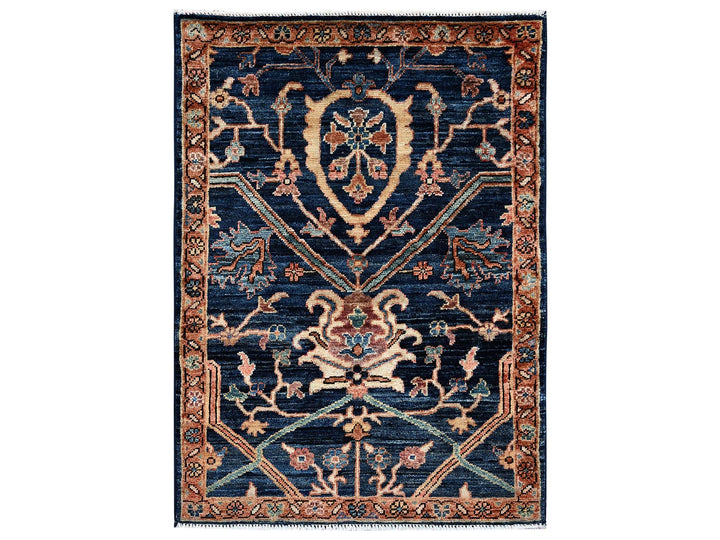 2'3" x 3'0" New Hand Knotted Blue Wool Rectangle Oriental Rug - MOA1022404