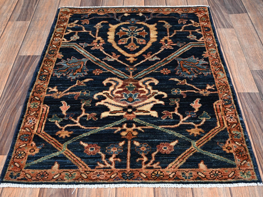2'3" x 3'0" New Hand Knotted Blue Wool Rectangle Oriental Rug - MOA1022404