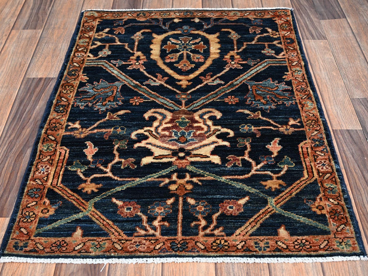 2'3" x 3'0" New Hand Knotted Blue Wool Rectangle Oriental Rug - MOA1022404