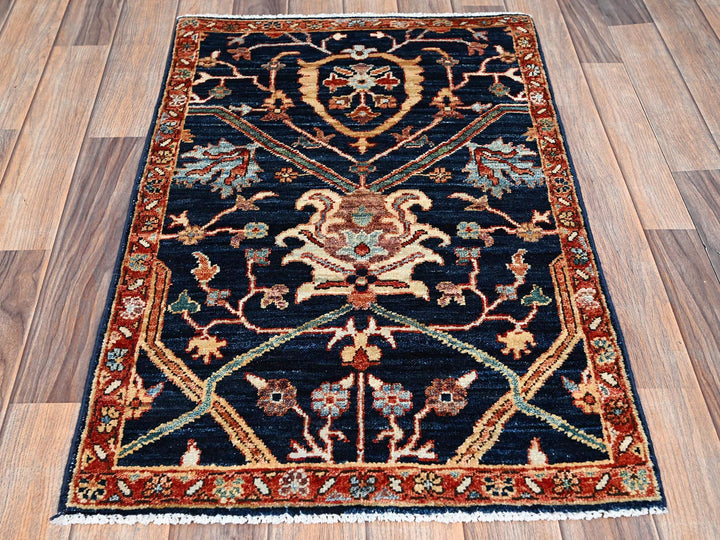2'0" x 3'1" New Hand Knotted Blue Wool Rectangle Oriental Rug - MOA1022405