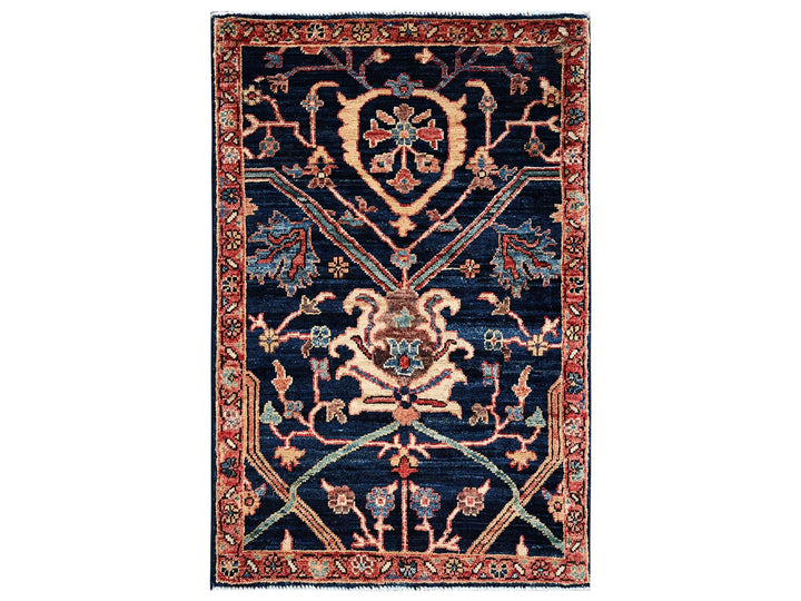 2'1" x 3'0" New Hand Knotted Blue Wool Rectangle Oriental Rug - MOA1022406