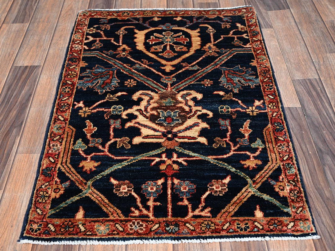 2'1" x 3'0" New Hand Knotted Blue Wool Rectangle Oriental Rug - MOA1022406