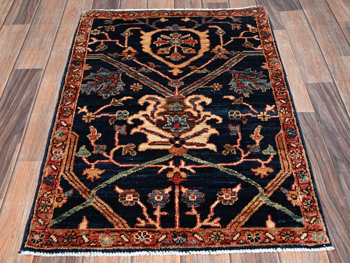 2'1" x 3'0" New Hand Knotted Blue Wool Rectangle Oriental Rug - MOA1022406