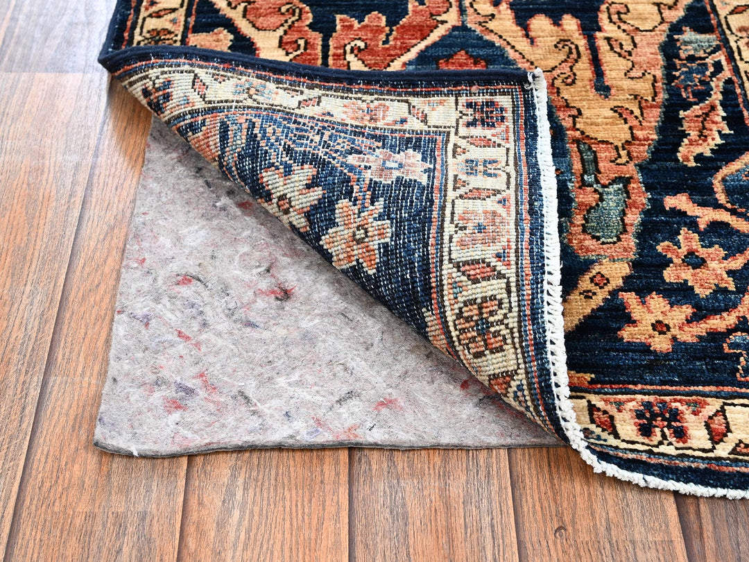 1'11" x 3'0" New Hand Knotted Blue Wool Rectangle Oriental Rug - MOA1022407