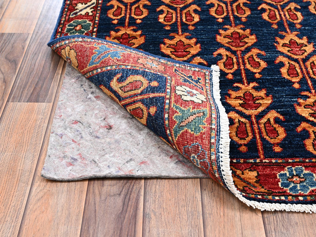 2'11" x 5'0" New Hand Knotted Blue Wool Rectangle Oriental Rug - MOA1022412