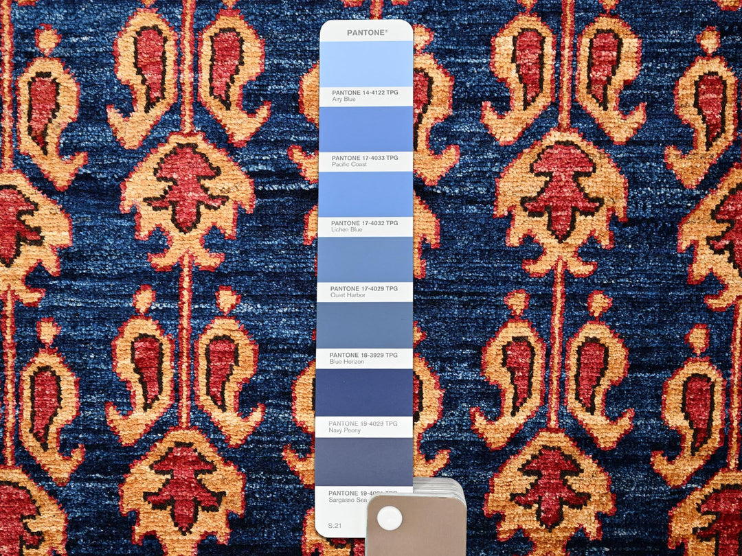 2'11" x 5'0" New Hand Knotted Blue Wool Rectangle Oriental Rug - MOA1022412