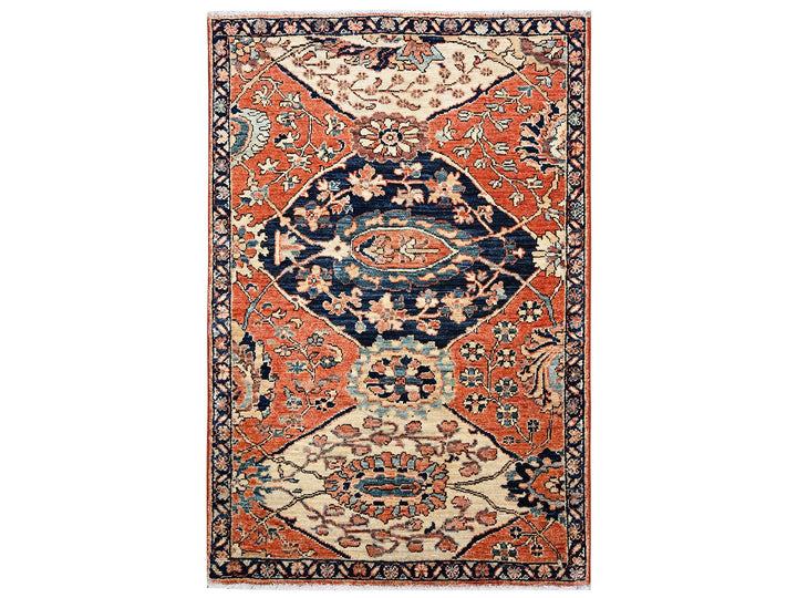 3'2" x 4'7" New Hand Knotted Orange Wool Rectangle Oriental Rug - MOA1022415